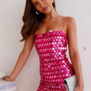 Pink Sequin Mini Dress